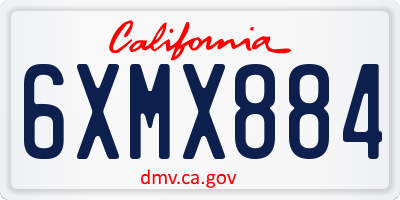 CA license plate 6XMX884
