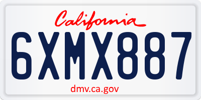 CA license plate 6XMX887
