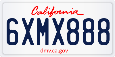CA license plate 6XMX888