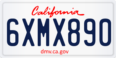 CA license plate 6XMX890