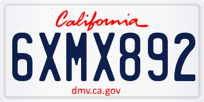 CA license plate 6XMX892