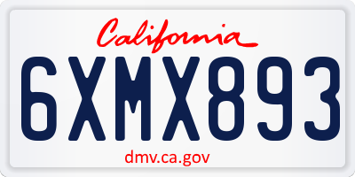 CA license plate 6XMX893
