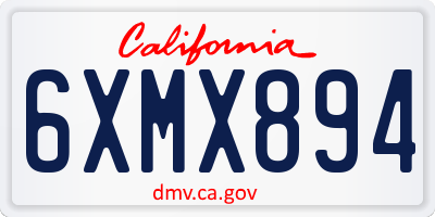CA license plate 6XMX894