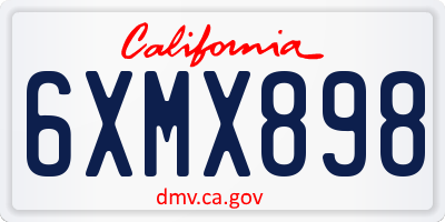 CA license plate 6XMX898