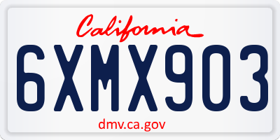 CA license plate 6XMX903
