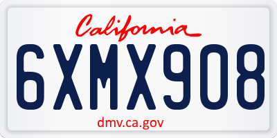 CA license plate 6XMX908