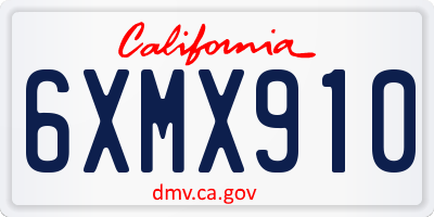 CA license plate 6XMX910