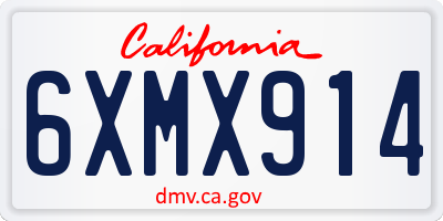 CA license plate 6XMX914