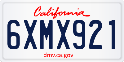 CA license plate 6XMX921