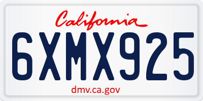 CA license plate 6XMX925