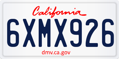 CA license plate 6XMX926