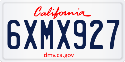 CA license plate 6XMX927