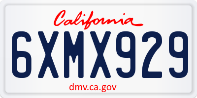 CA license plate 6XMX929
