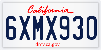 CA license plate 6XMX930