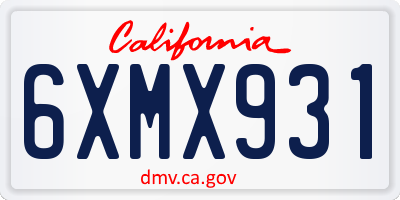 CA license plate 6XMX931