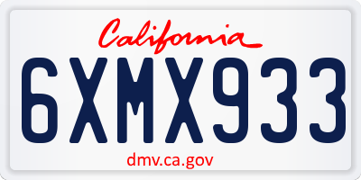 CA license plate 6XMX933
