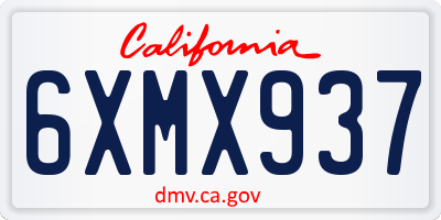 CA license plate 6XMX937