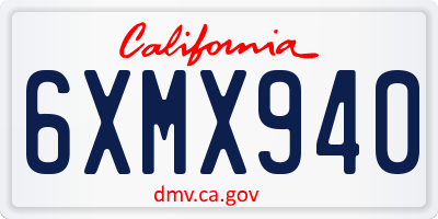 CA license plate 6XMX940