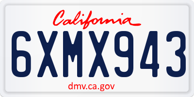 CA license plate 6XMX943