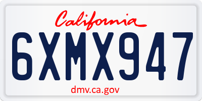 CA license plate 6XMX947