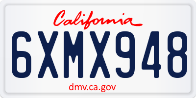 CA license plate 6XMX948
