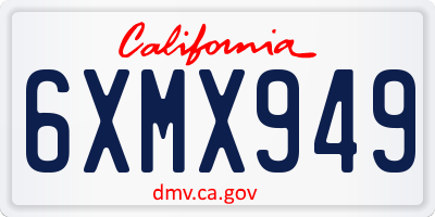 CA license plate 6XMX949