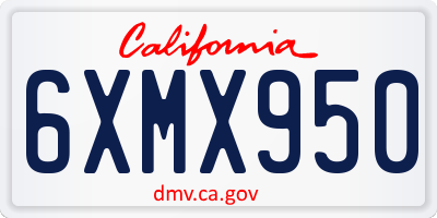 CA license plate 6XMX950