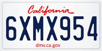 CA license plate 6XMX954