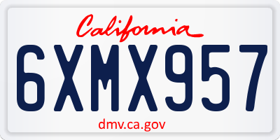 CA license plate 6XMX957