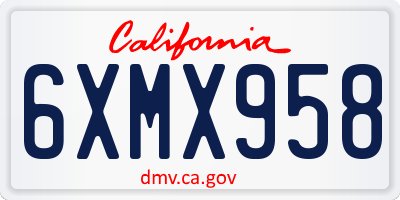 CA license plate 6XMX958