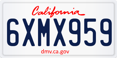 CA license plate 6XMX959