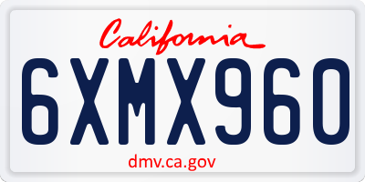CA license plate 6XMX960