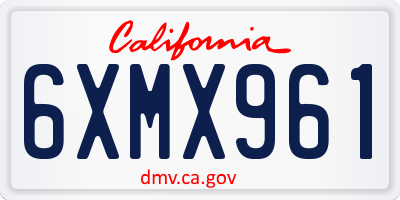 CA license plate 6XMX961