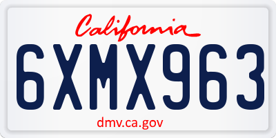 CA license plate 6XMX963