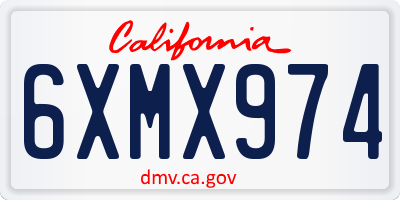 CA license plate 6XMX974