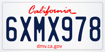 CA license plate 6XMX978