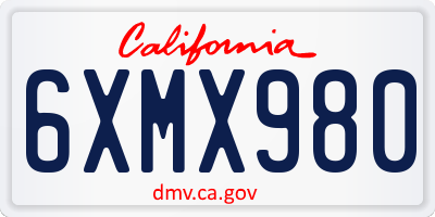 CA license plate 6XMX980