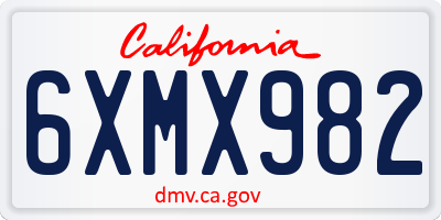 CA license plate 6XMX982