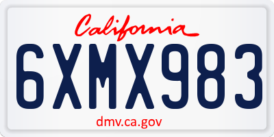 CA license plate 6XMX983