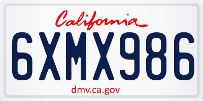 CA license plate 6XMX986