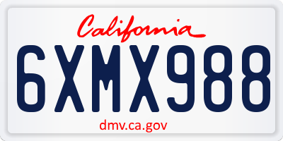 CA license plate 6XMX988