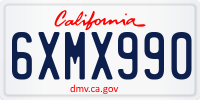 CA license plate 6XMX990