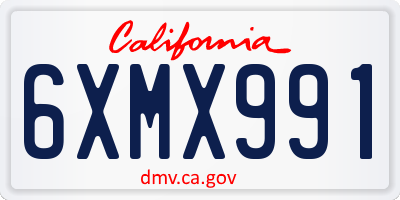 CA license plate 6XMX991