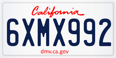 CA license plate 6XMX992