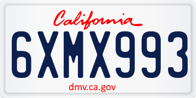 CA license plate 6XMX993