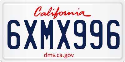 CA license plate 6XMX996