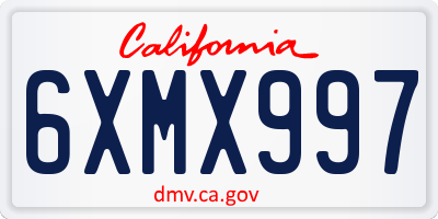 CA license plate 6XMX997
