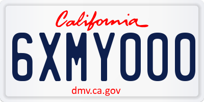 CA license plate 6XMY000