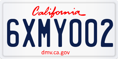 CA license plate 6XMY002