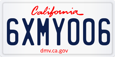 CA license plate 6XMY006